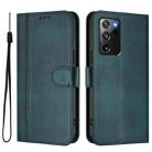 For Samsung Galaxy Note20 Ultra Line Splicing Buckle Retro Leather Phone Case(Dark Green) - 2
