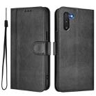 For Samsung Galaxy Note10 Line Splicing Buckle Retro Leather Phone Case(Black) - 2