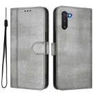 For Samsung Galaxy Note10 Line Splicing Buckle Retro Leather Phone Case(Grey) - 2