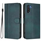 For Samsung Galaxy Note10 Line Splicing Buckle Retro Leather Phone Case(Dark Green) - 2