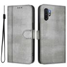 For Samsung Galaxy Note10+ Line Splicing Buckle Retro Leather Phone Case(Grey) - 2