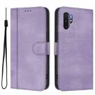 For Samsung Galaxy Note10+ Line Splicing Buckle Retro Leather Phone Case(Purple) - 2