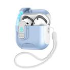 For AirPods 2 / 1 Automatic Pop-up Cover Holder Earphone Case with Switch Lock(White Light Blue) - 1