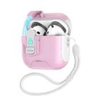 For AirPods 4 Automatic Pop-up Cover Holder Earphone Case with Switch Lock(White Pink) - 1