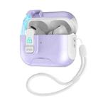 For AirPods Pro Automatic Pop-up Cover Holder Earphone Case with Switch Lock(White Purple) - 1