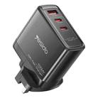Yesido YC95 PD100W 2 USB-C , USB-A Three Ports GaN Fast Charger, Plug:UK Plug(Black) - 1