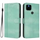 For Google Pixel 5a 5G Line Splicing Buckle Retro Leather Phone Case(Mint Green) - 2