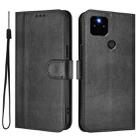 For Google Pixel 5a 5G Line Splicing Buckle Retro Leather Phone Case(Black) - 2
