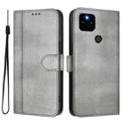 For Google Pixel 5a 5G Line Splicing Buckle Retro Leather Phone Case(Grey) - 2