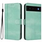 For Google Pixel 6 Line Splicing Buckle Retro Leather Phone Case(Mint Green) - 2
