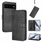 For Google Pixel 6 Line Splicing Buckle Retro Leather Phone Case(Black) - 1