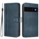 For Google Pixel 6 Pro Line Splicing Buckle Retro Leather Phone Case(Dark Blue) - 2