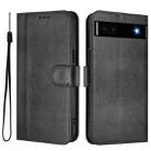 For Google Pixel 6a Line Splicing Buckle Retro Leather Phone Case(Black) - 2