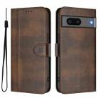 For Google Pixel 7 Line Splicing Buckle Retro Leather Phone Case(Brown) - 2