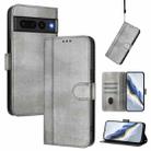 For Google Pixel 7 Pro Line Splicing Buckle Retro Leather Phone Case(Grey) - 1