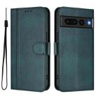 For Google Pixel 7 Pro Line Splicing Buckle Retro Leather Phone Case(Dark Green) - 2