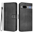For Google Pixel 7a Line Splicing Buckle Retro Leather Phone Case(Black) - 2