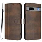 For Google Pixel 7a Line Splicing Buckle Retro Leather Phone Case(Brown) - 2