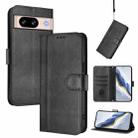 For Google Pixel 8 Line Splicing Buckle Retro Leather Phone Case(Black) - 1