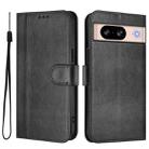 For Google Pixel 8 Line Splicing Buckle Retro Leather Phone Case(Black) - 2