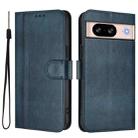 For Google Pixel 8 Line Splicing Buckle Retro Leather Phone Case(Dark Blue) - 2
