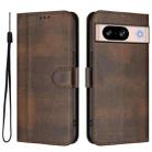 For Google Pixel 8 Line Splicing Buckle Retro Leather Phone Case(Brown) - 2