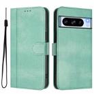 For Google Pixel 8 Pro Line Splicing Buckle Retro Leather Phone Case(Mint Green) - 2