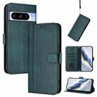 For Google Pixel 8 Pro Line Splicing Buckle Retro Leather Phone Case(Dark Green) - 1
