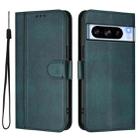 For Google Pixel 8 Pro Line Splicing Buckle Retro Leather Phone Case(Dark Green) - 2