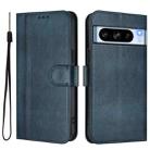 For Google Pixel 8 Pro Line Splicing Buckle Retro Leather Phone Case(Dark Blue) - 2