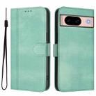 For Google Pixel 8a Line Splicing Buckle Retro Leather Phone Case(Mint Green) - 2