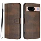 For Google Pixel 8a Line Splicing Buckle Retro Leather Phone Case(Brown) - 2