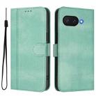 For Google Pixel 9a Line Splicing Buckle Retro Leather Phone Case(Mint Green) - 2