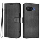 For Google Pixel 9a Line Splicing Buckle Retro Leather Phone Case(Black) - 2