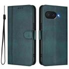 For Google Pixel 9a Line Splicing Buckle Retro Leather Phone Case(Dark Green) - 2