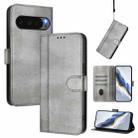 For Google Pixel 10 / 10 Pro / Pixel 9 / 9 Pro Line Splicing Buckle Retro Leather Phone Case(Grey) - 1