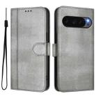 For Google Pixel 10 / 10 Pro / Pixel 9 / 9 Pro Line Splicing Buckle Retro Leather Phone Case(Grey) - 2