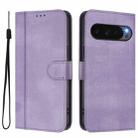 For Google Pixel 10 / 10 Pro / Pixel 9 / 9 Pro Line Splicing Buckle Retro Leather Phone Case(Purple) - 2