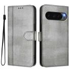 For Google Pixel 9 Pro XL / Pixel 10 Pro XL Line Splicing Buckle Retro Leather Phone Case(Grey) - 2