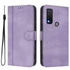 For TCL 20 R 5G / TCL 20 AX 5G / TCL Bremen 5G Line Splicing Buckle Retro Leather Phone Case(Purple) - 2