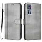 For TCL 30 4G / TCL 30 5G / TCL 30+ Line Splicing Buckle Retro Leather Phone Case(Grey) - 2