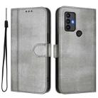 For TCL 30 SE Line Splicing Buckle Retro Leather Phone Case(Grey) - 2