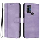 For TCL 30 SE Line Splicing Buckle Retro Leather Phone Case(Purple) - 2