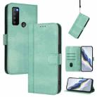For TCL 30 XL Line Splicing Buckle Retro Leather Phone Case(Mint Green) - 1
