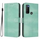 For TCL 30 XL Line Splicing Buckle Retro Leather Phone Case(Mint Green) - 2