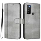 For TCL 30 XL Line Splicing Buckle Retro Leather Phone Case(Grey) - 2