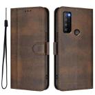 For TCL 30 XL Line Splicing Buckle Retro Leather Phone Case(Brown) - 2