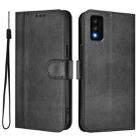 For TCL 30T Line Splicing Buckle Retro Leather Phone Case(Black) - 2