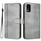 For TCL 30T Line Splicing Buckle Retro Leather Phone Case(Grey) - 2