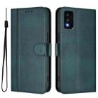For TCL 30T Line Splicing Buckle Retro Leather Phone Case(Dark Green) - 2